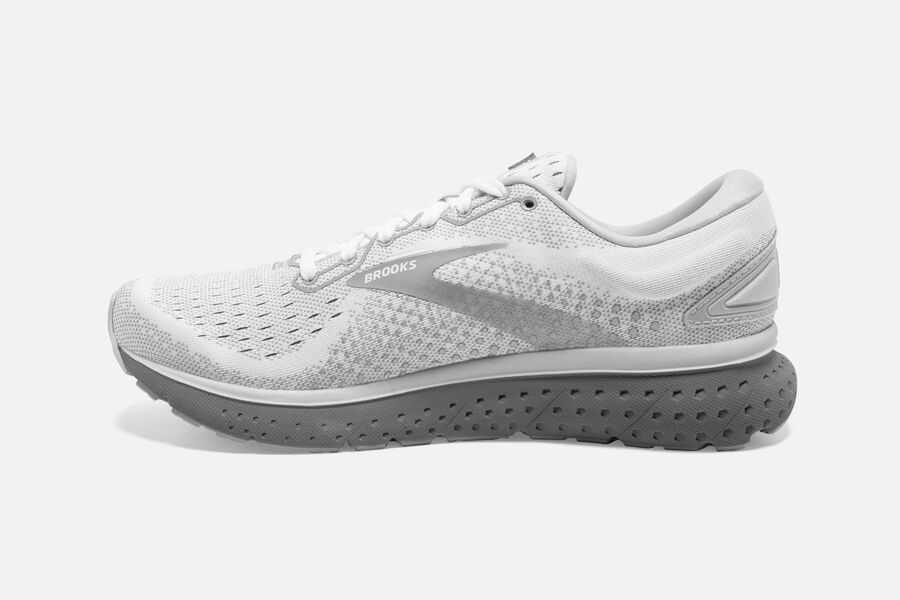 Glycerin 18 Road Brooks Running Shoes NZ Womens - White/Grey - UGIOHY-972